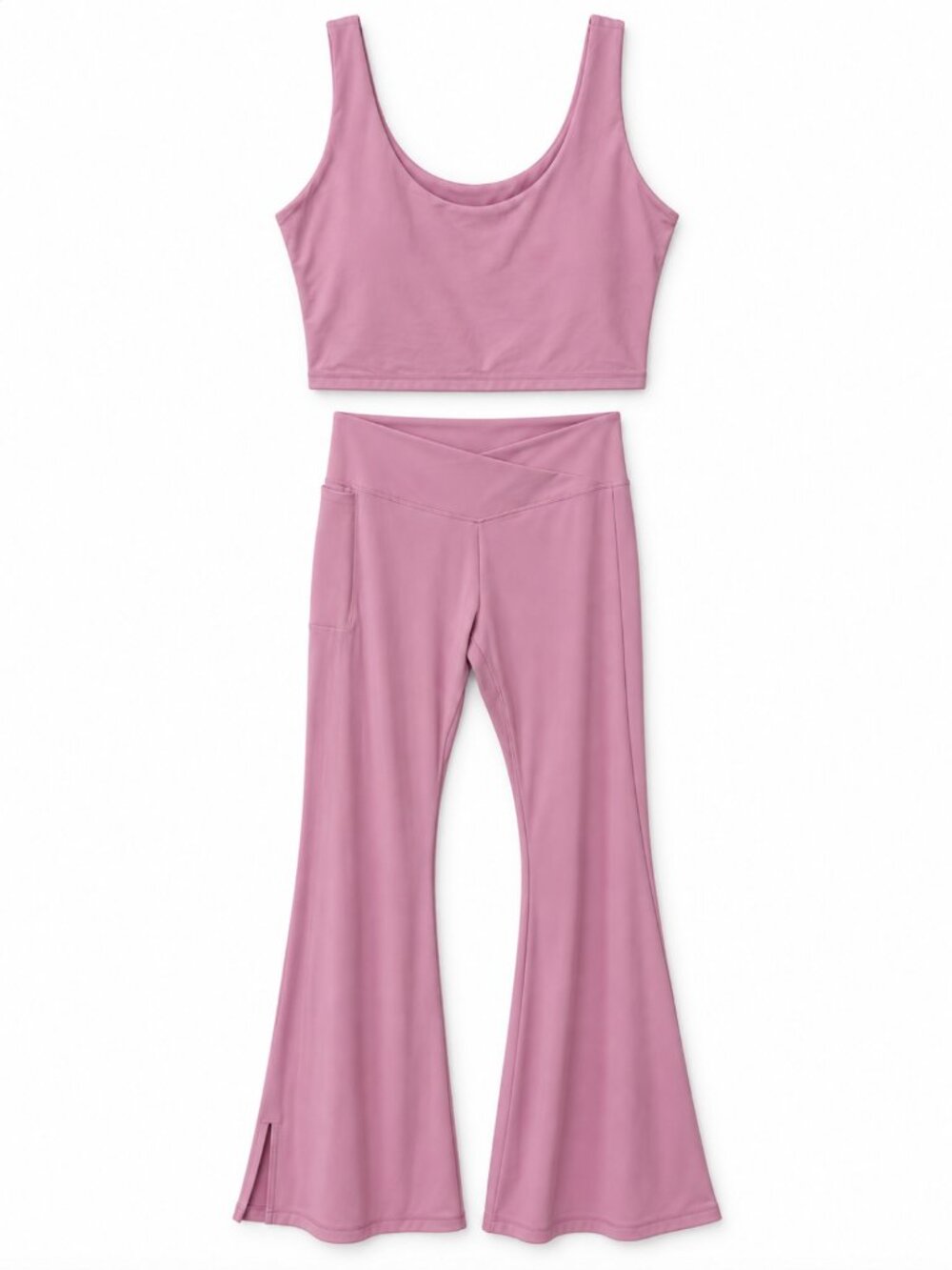 Hollister Social Tourist Pink Crop Tank Flare Yoga Pants Matching Set XL/L